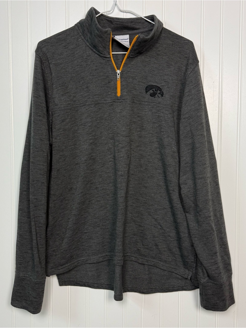 Champion Iowa Hawkeyes Quarter Zip Pullover Gray Large Tigerhawk